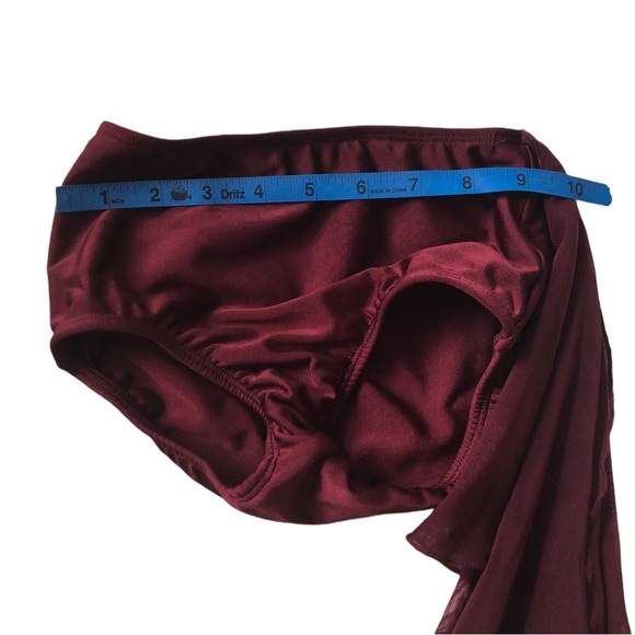 LA Designs Custom Made Two Piece Dance Costume Burgundy Sz CL - Picture 5 of 7